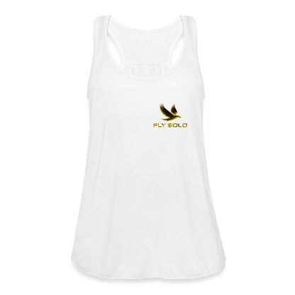 Outspoken Designs 03-01 "Fly Solo" Designer Bella + Canvas Ladies Flowy Tank Top - white