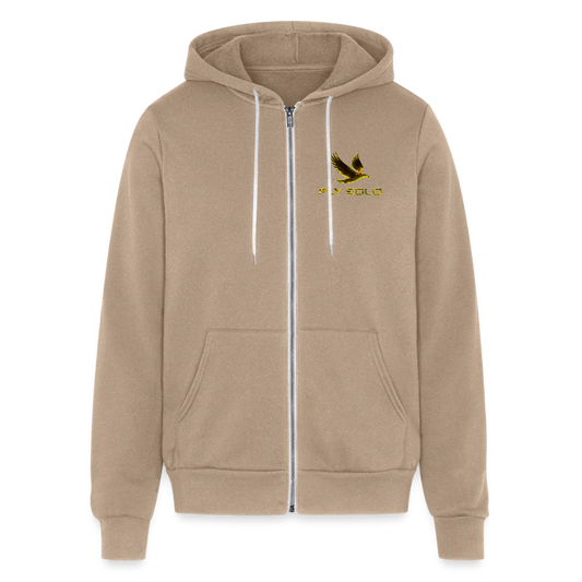 Outspoken Designs 03-01 "Fly Solo" Designer Bella + Canvas Unisex Full Zip Hoodie - tan