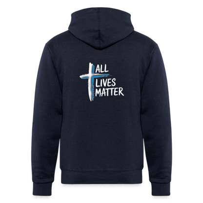 Outspoken Designs 04-02 "All Lives Matter" Designer Champion Unisex Powerblend Pullover Hoodie (MidnightNavy) - navy