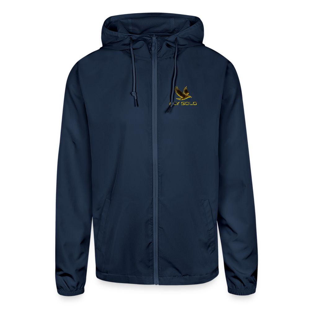 Outspoken Designs 03-01 "Fly Solo" Designer Independent Trading Co. Unisex Lightweight Windbreaker (5 colors) - navy