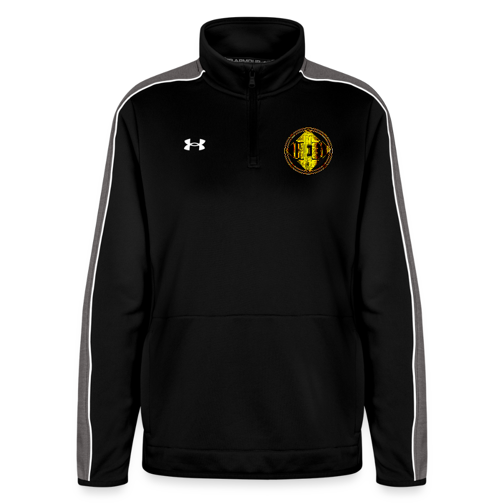 Hebrew World 02-01 Designer Under Armour Ladies Command Quarter Zip 2.0 Sweatshirt (3 colors) - black/white