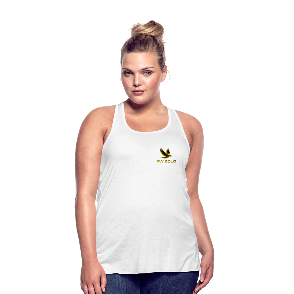 Outspoken Designs 03-01 "Fly Solo" Designer Bella + Canvas Ladies Flowy Tank Top - white