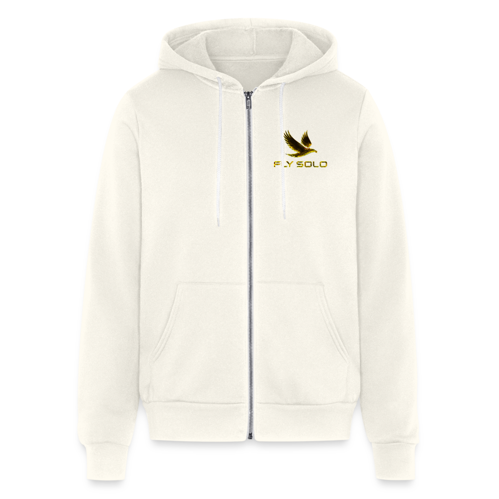 Outspoken Designs 03-01 "Fly Solo" Designer Bella + Canvas Unisex Full Zip Hoodie - vintage white