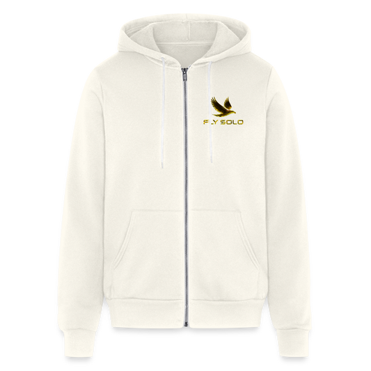 Outspoken Designs 03-01 "Fly Solo" Designer Bella + Canvas Unisex Full Zip Hoodie - vintage white