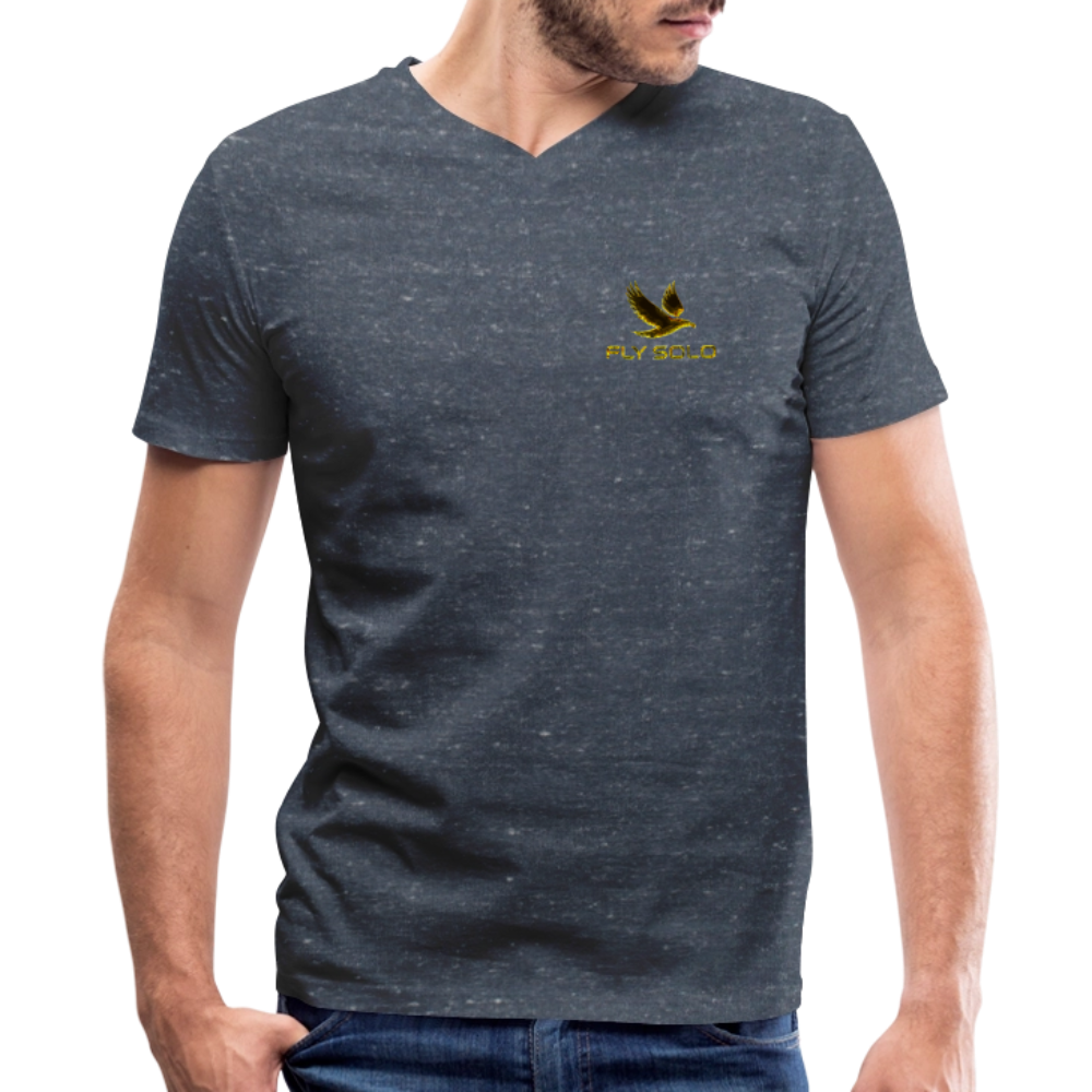 Outspoken Designs 03-01 "Fly Solo" Designer Bella + Canvas Men's V-neck T-shirt - heather navy