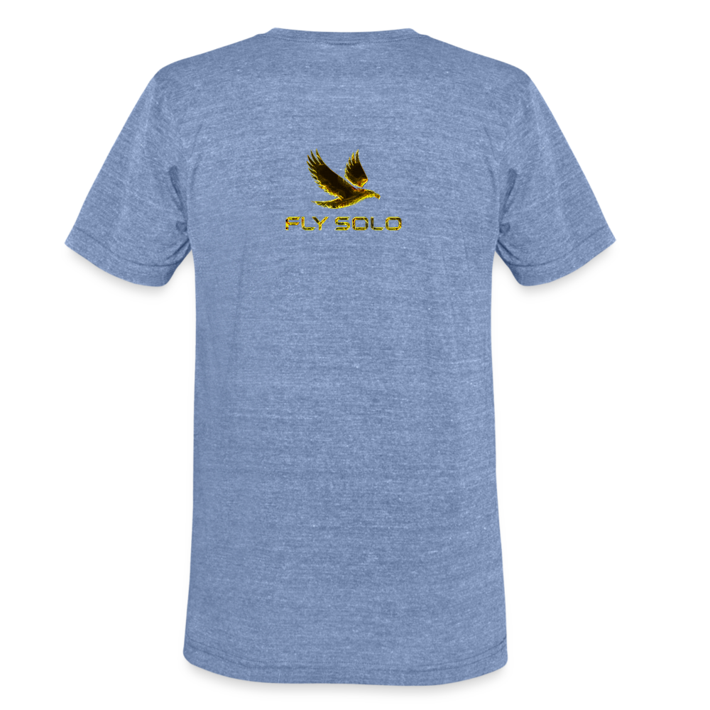 Outspoken Designs 03-01 "Fly Solo" Designer Bella+Canvas Unisex Tri-Blend T-Shirt - heather blue