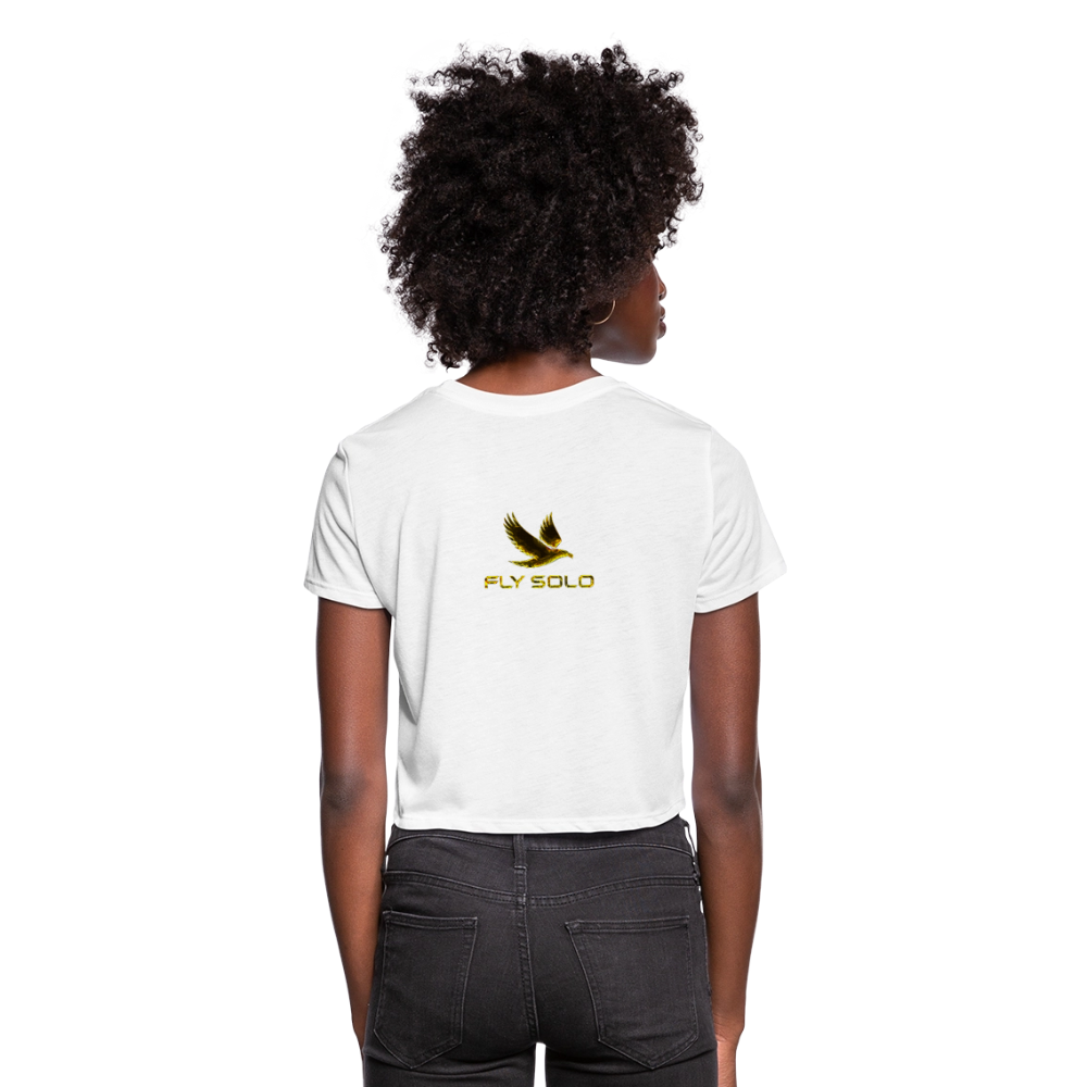 Outspoken Designs 03-01 "Fly Solo" Designer Bella+Canvas Cropped Flowy T-shirt - white