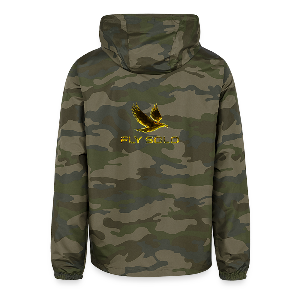 Outspoken Designs 03-01 "Fly Solo" Designer Independent Trading Co. Unisex Lightweight Windbreaker (5 colors) - green camo