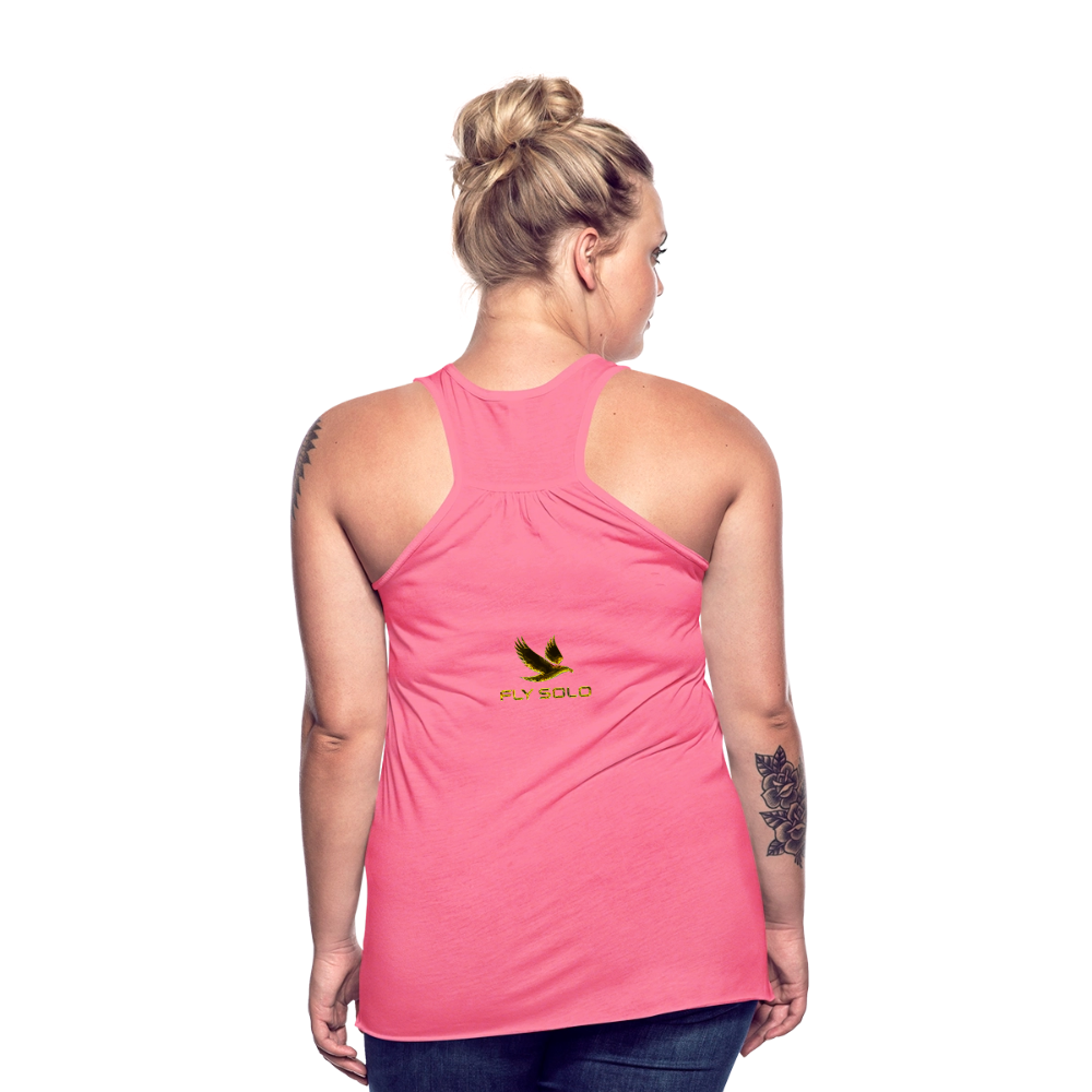 Outspoken Designs 03-01 "Fly Solo" Designer Bella + Canvas Ladies Flowy Tank Top - neon pink