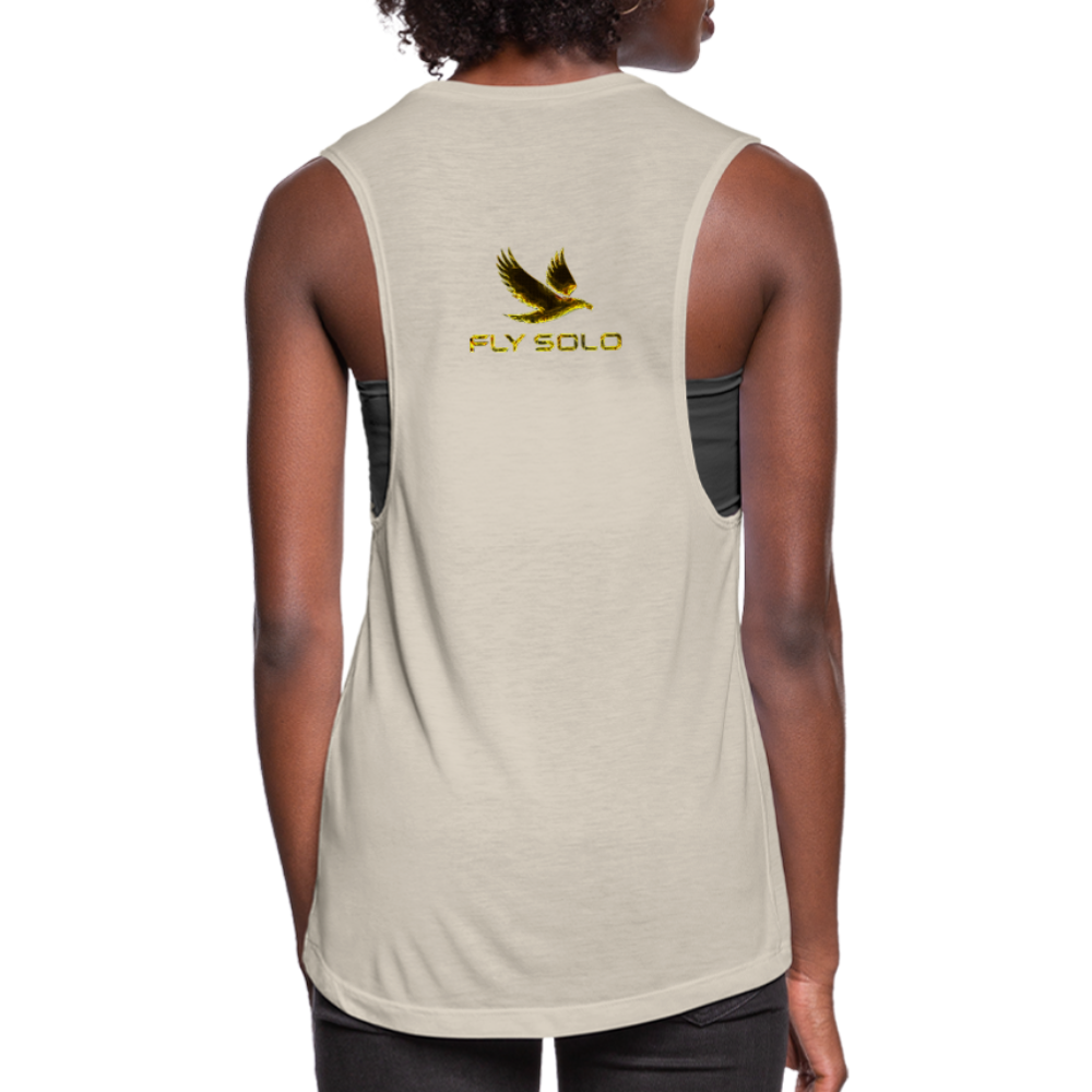 Outspoken Designs 03-01 "Fly Solo" Designer Bella+Canvas Ladies Flowy Muscle Tank - dust