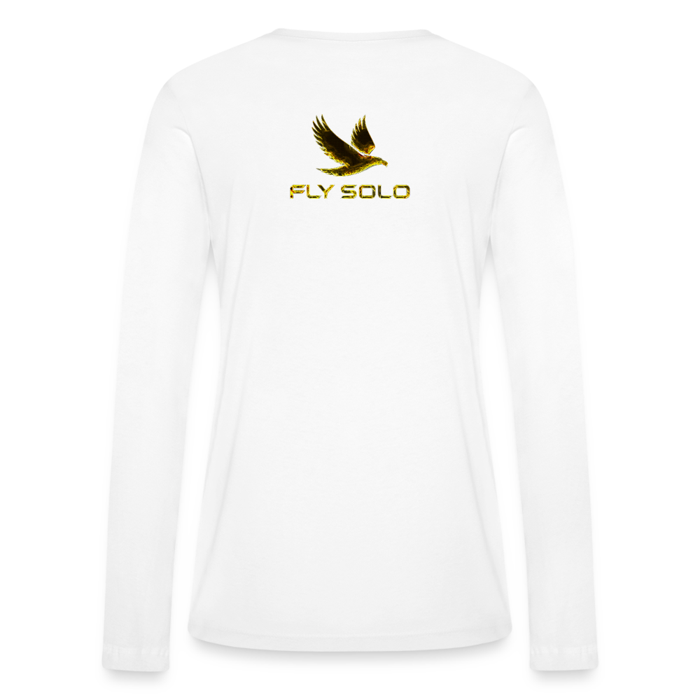 Outspoken Designs 03-01 "Fly Solo" Designer Bella + Canvas Ladies Long Sleeve T-shirt - white