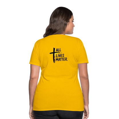 Outspoken Designs 04-01 "All Lives Matter" Ladies Designer Premium Cotton T-shirt (14 colors) - sun yellow
