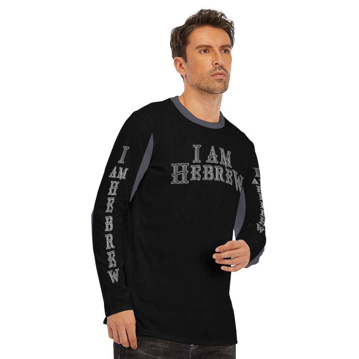 I AM HEBREW 02-02 Men's Designer Long Sleeve Cotton T-shirt
