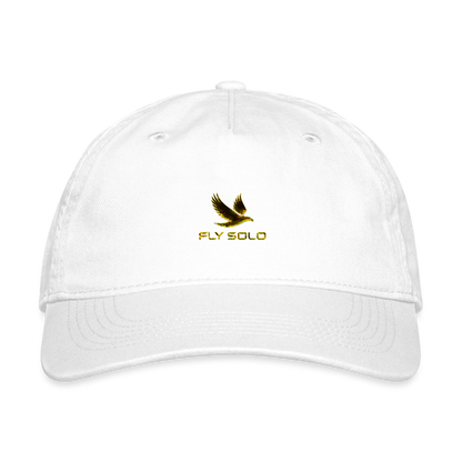 Outspoken Designs 03-01 "Fly Solo" Designer Organic Baseball Cap - white