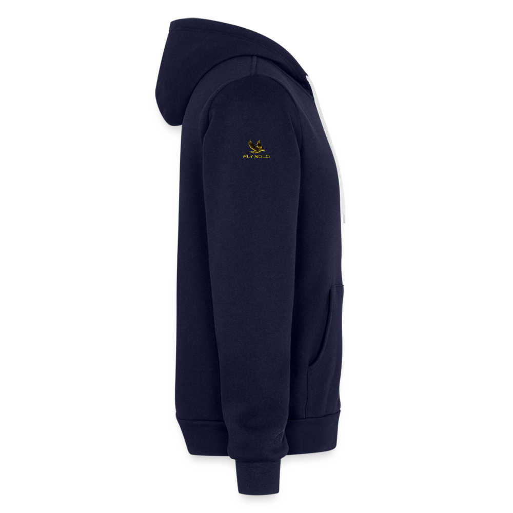 Outspoken Designs 03-01 "Fly Solo" Designer Bella + Canvas Unisex Full Zip Hoodie - navy