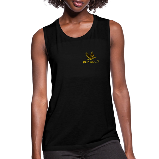 Outspoken Designs 03-01 "Fly Solo" Designer Bella+Canvas Ladies Flowy Muscle Tank - black