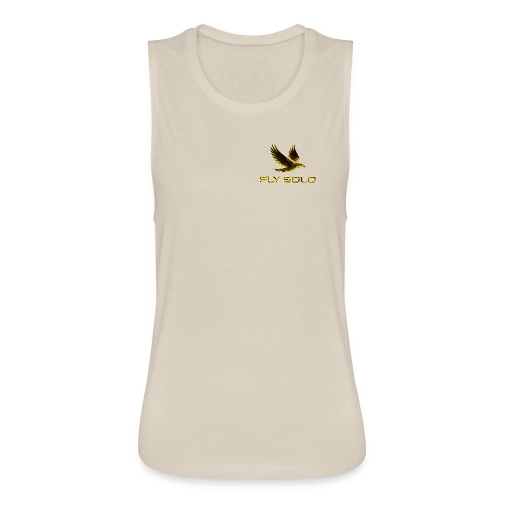 Outspoken Designs 03-01 "Fly Solo" Designer Bella+Canvas Ladies Flowy Muscle Tank - dust