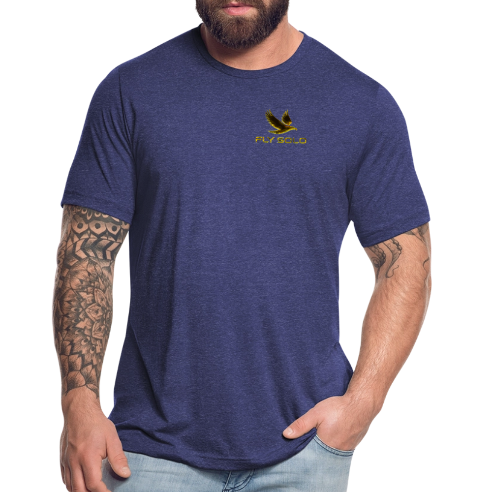 Outspoken Designs 03-01 "Fly Solo" Designer Bella+Canvas Unisex Tri-Blend T-Shirt - heather indigo