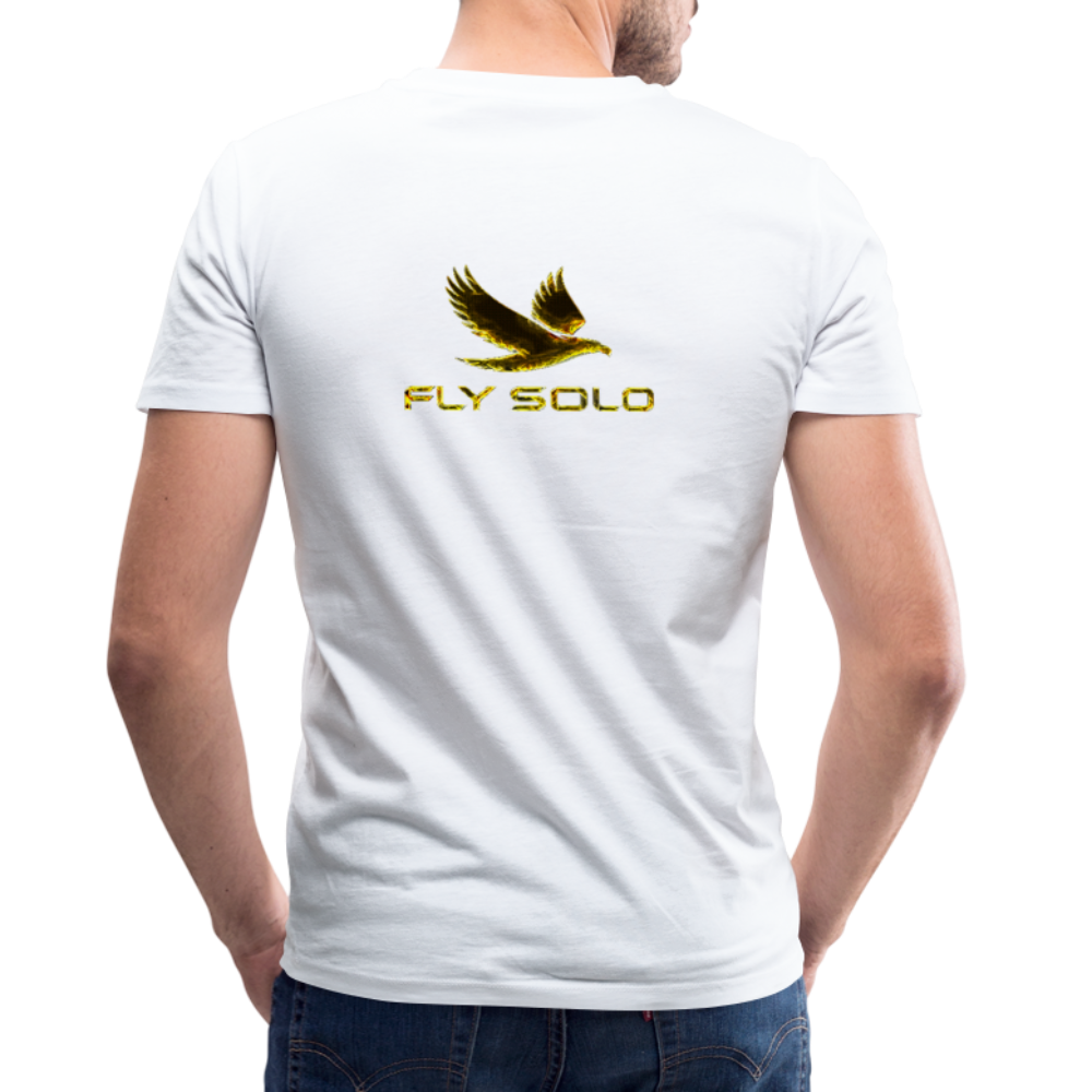 Outspoken Designs 03-01 "Fly Solo" Designer Bella + Canvas Men's V-neck T-shirt - white