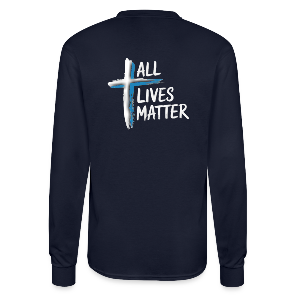 Outspoken Designs 04-02 "All Lives Matter" Designer Champion Unisex Long Sleeve T-shirt (MidnightNavy) - navy