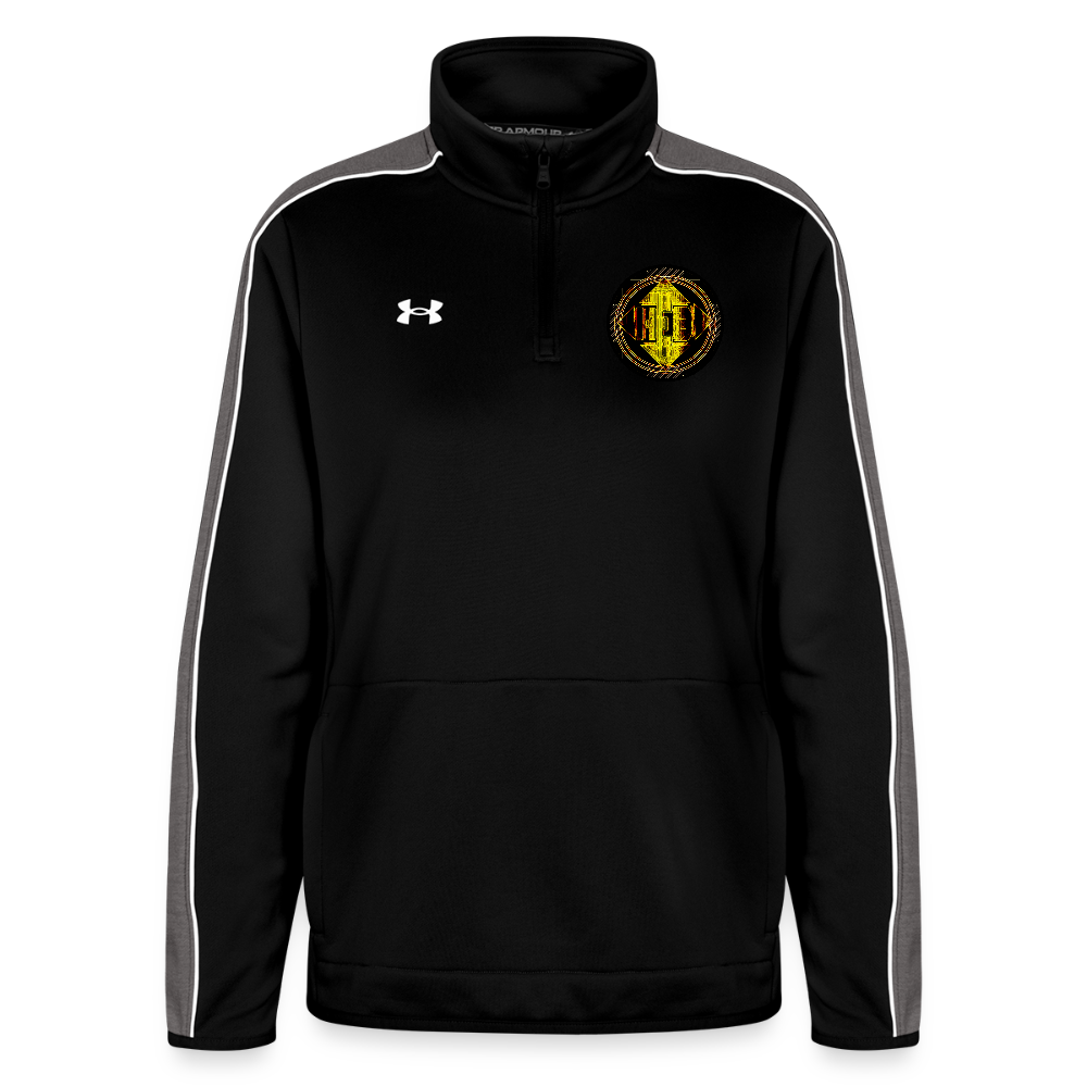 Hebrew World 02-01 Designer Under Armour Ladies Command Quarter Zip 2.0 Sweatshirt (2 colors) - black/white