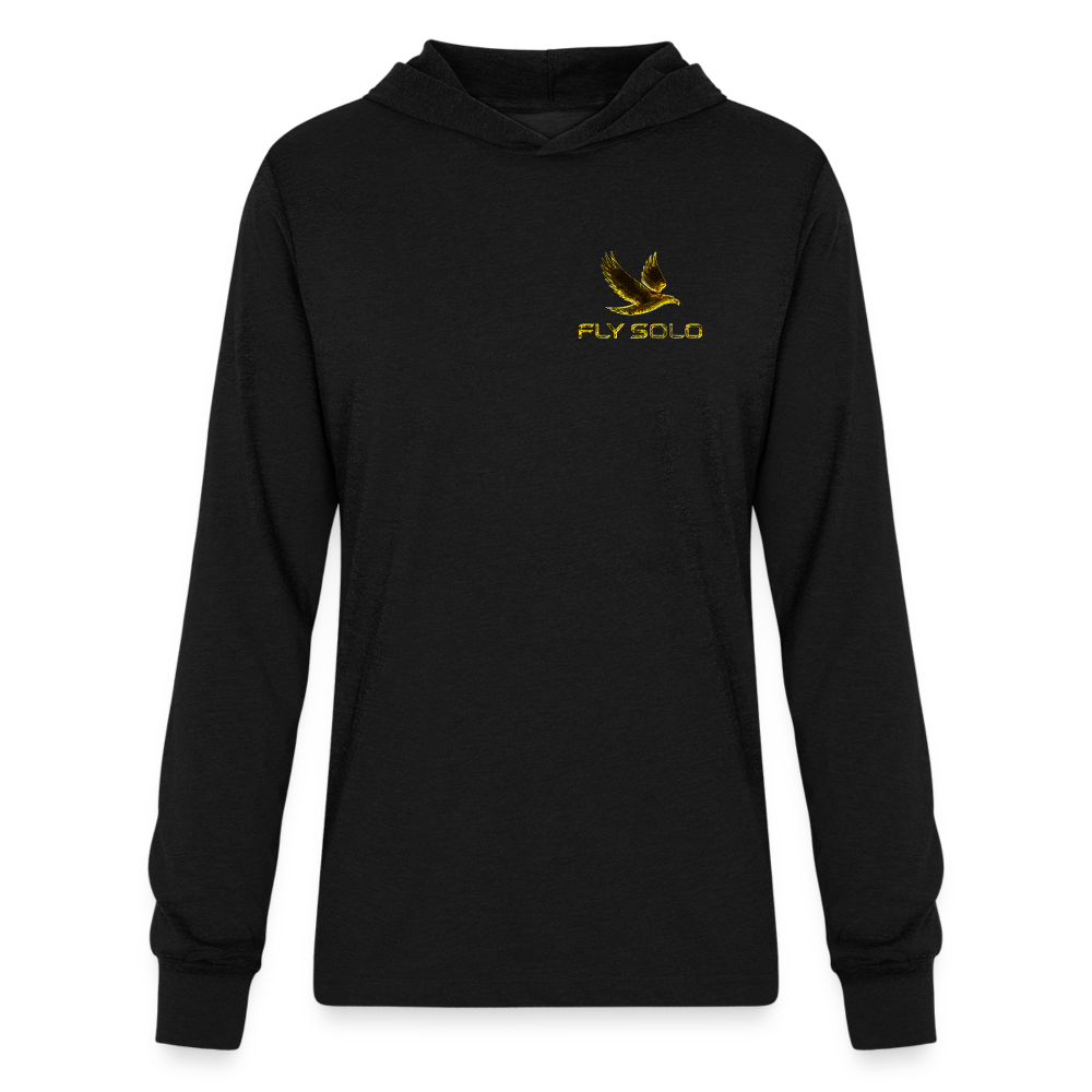 Outspoken Designs 03-01 "Fly Solo" Designer Bella+Canvas Unisex Long Sleeve Hooded T-shirt - black