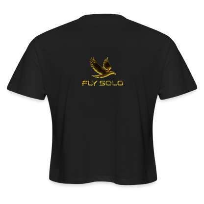 Outspoken Designs 03-01 "Fly Solo" Designer Bella+Canvas Cropped Flowy T-shirt - black