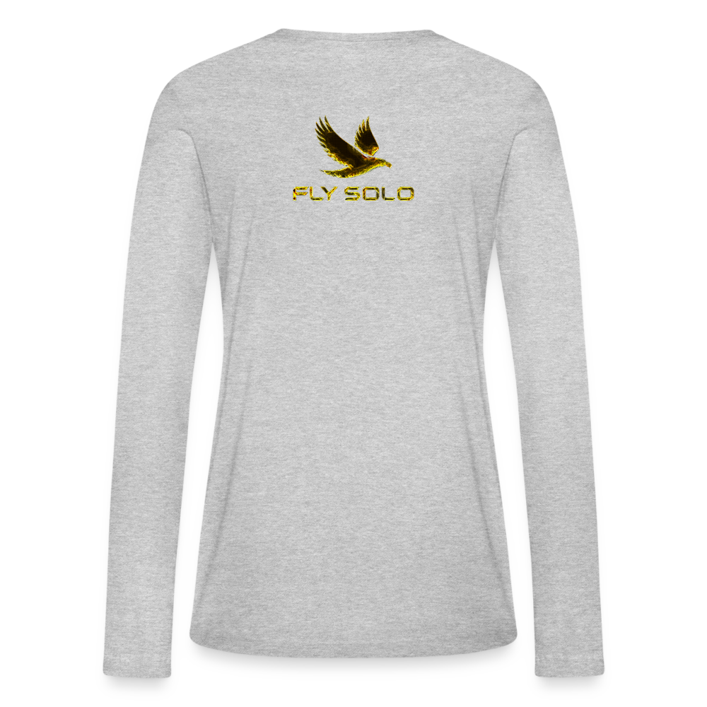 Outspoken Designs 03-01 "Fly Solo" Designer Bella + Canvas Ladies Long Sleeve T-shirt - heather gray