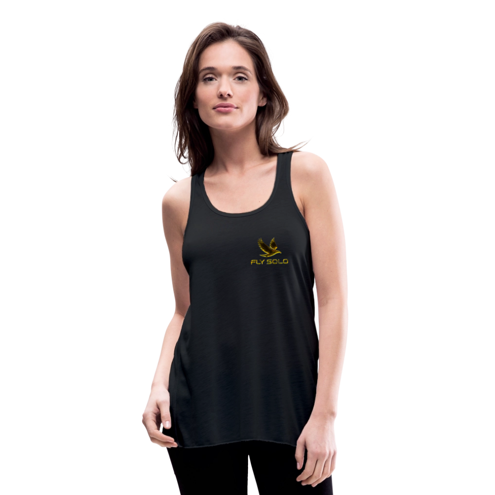 Outspoken Designs 03-01 "Fly Solo" Designer Bella + Canvas Ladies Flowy Tank Top - black