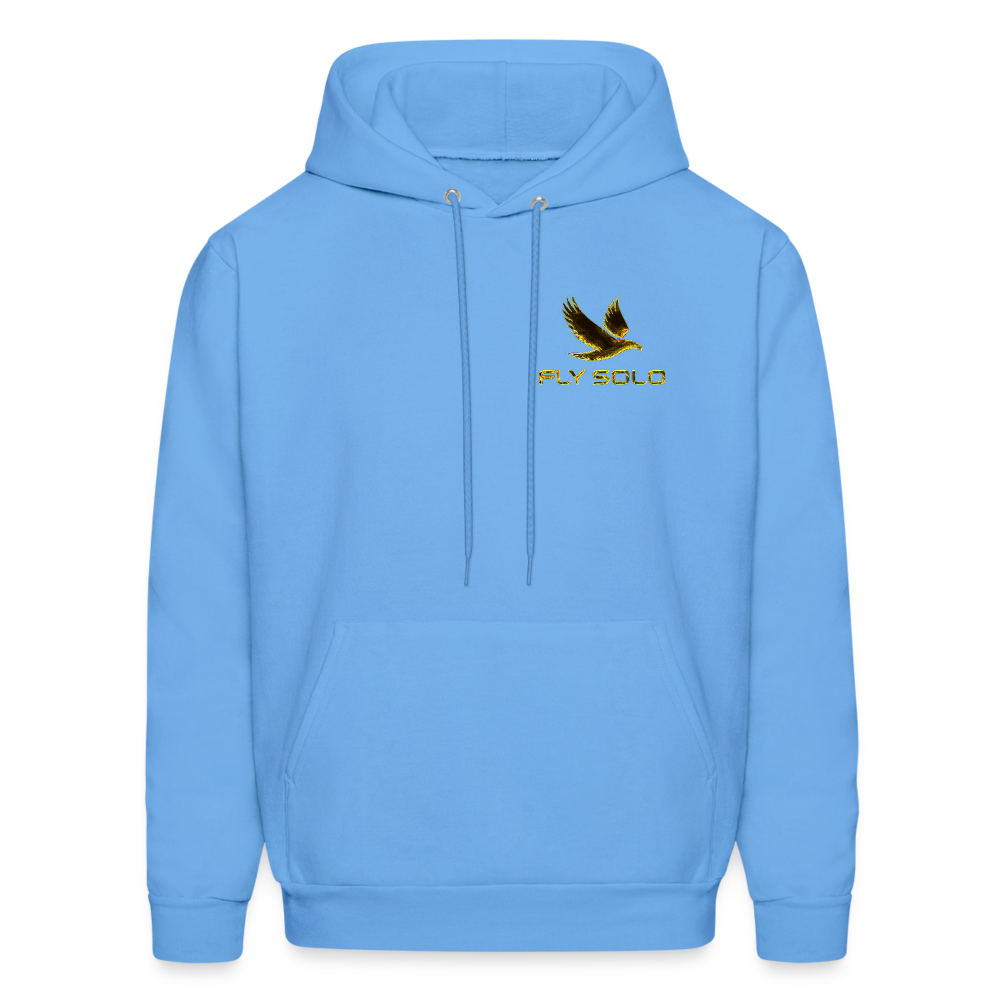 Outspoken Designs 03-01 "Fly Solo" Designer Hanes Men's Pullover Hoodie - carolina blue