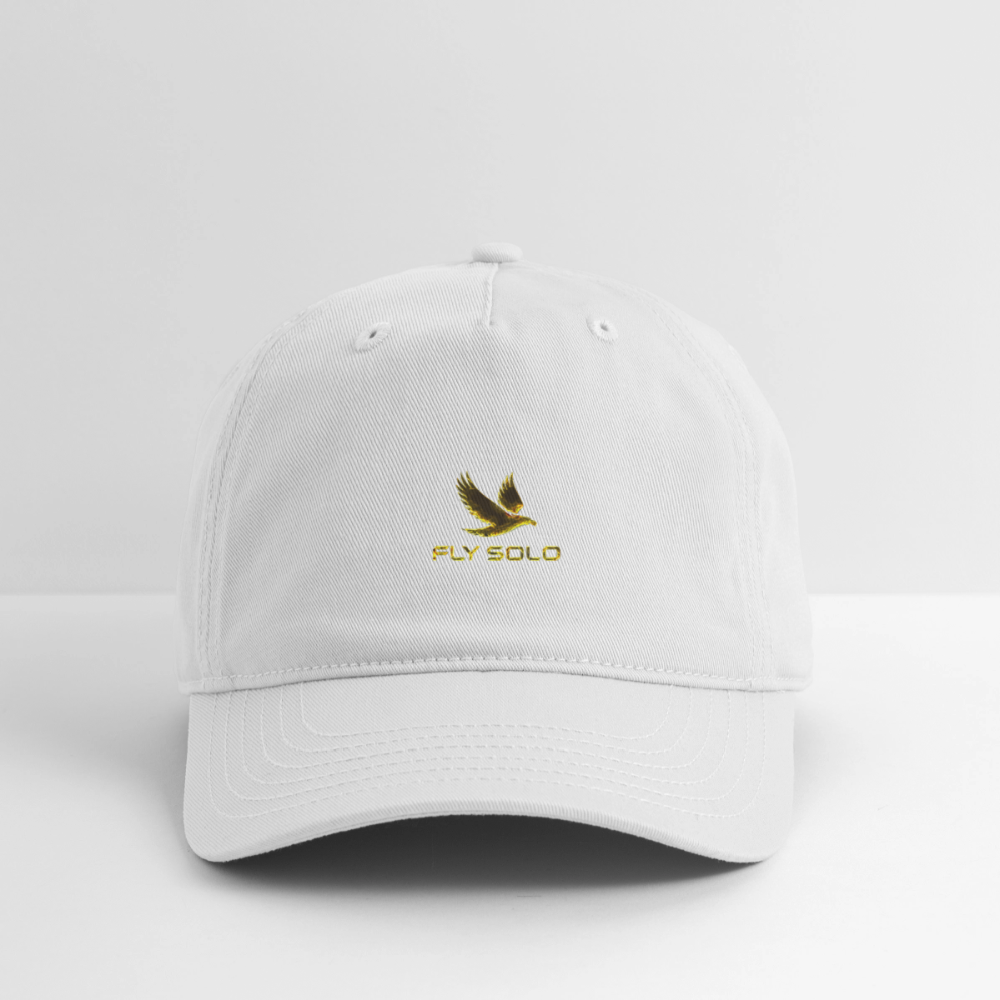 Outspoken Designs 03-01 "Fly Solo" Designer Organic Baseball Cap - white