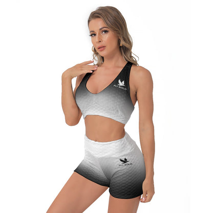 Outspoken Designs 03-03 "Fly Solo Night/Day" Sports Bra and Legging Shorts Set