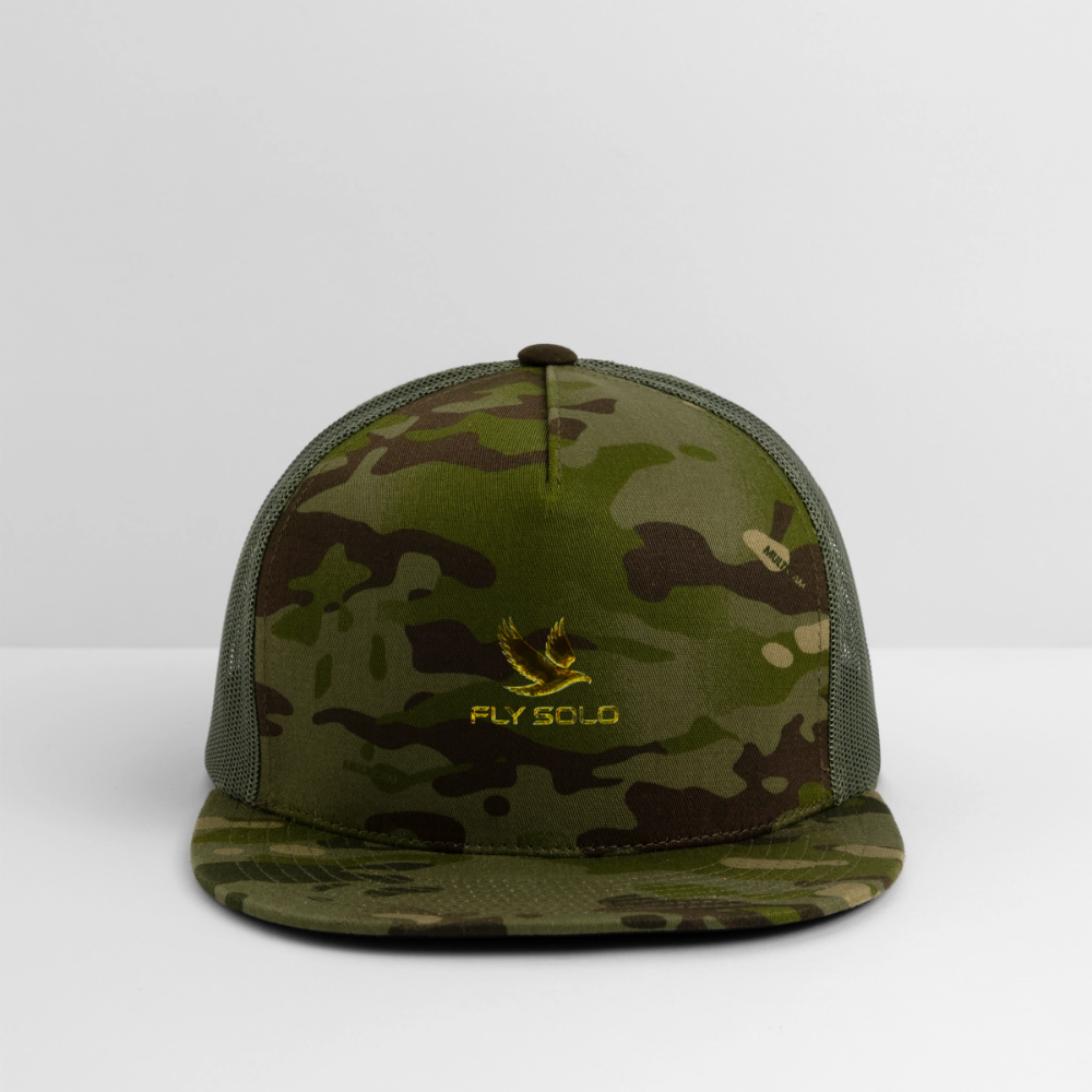 Outspoken Designs 03-01 "Fly Solo" Designer Yupoong Trucker Hat - MultiCam\green