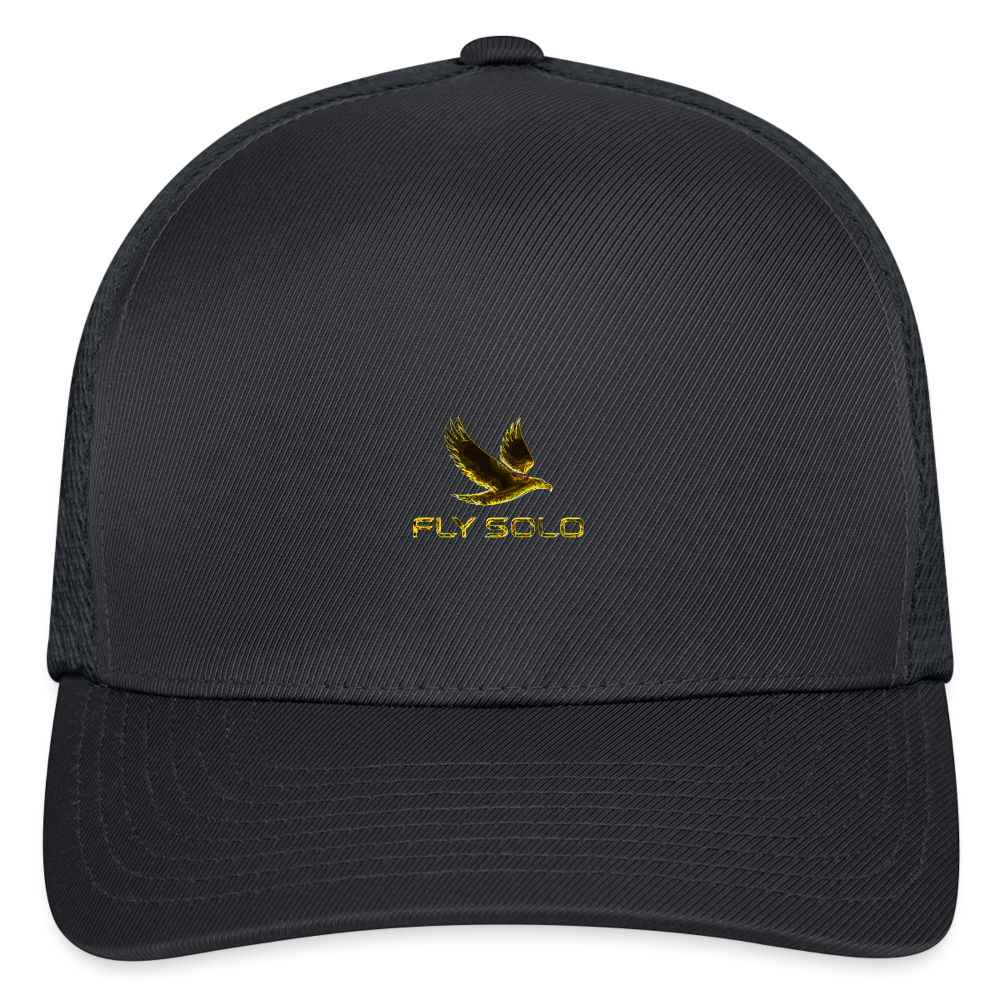 Outspoken Designs 03-01 "Fly Solo" Designer Yupoong Flexfit Fitted Baseball Cap - charcoal