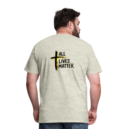 Outspoken Designs 04-01 "All Lives Matter" Men's Designer Premium Cotton T-shirt (10 colors) - heather oatmeal