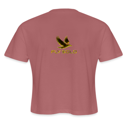 Outspoken Designs 03-01 "Fly Solo" Designer Bella+Canvas Cropped Flowy T-shirt - mauve
