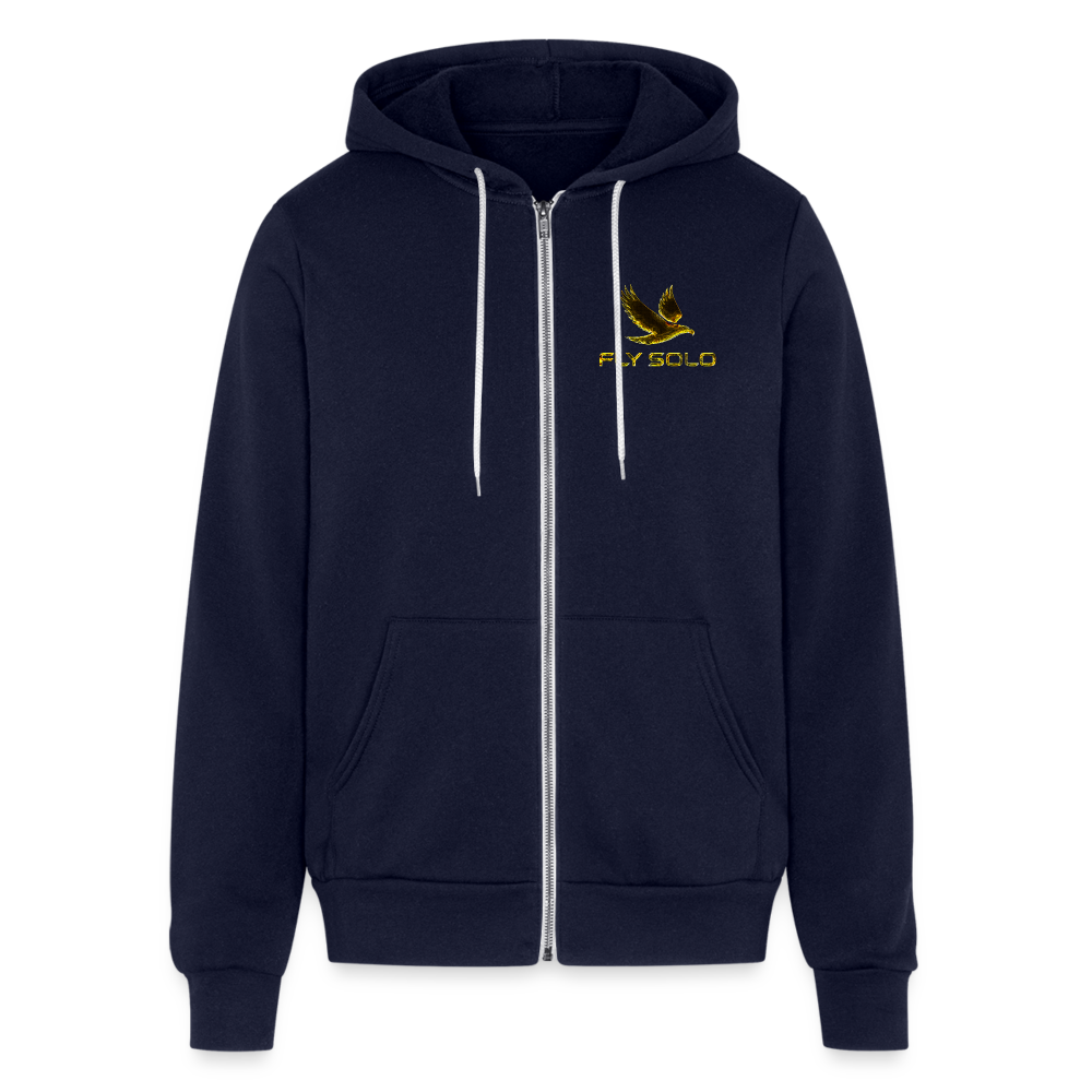 Outspoken Designs 03-01 "Fly Solo" Designer Bella + Canvas Unisex Full Zip Hoodie - navy