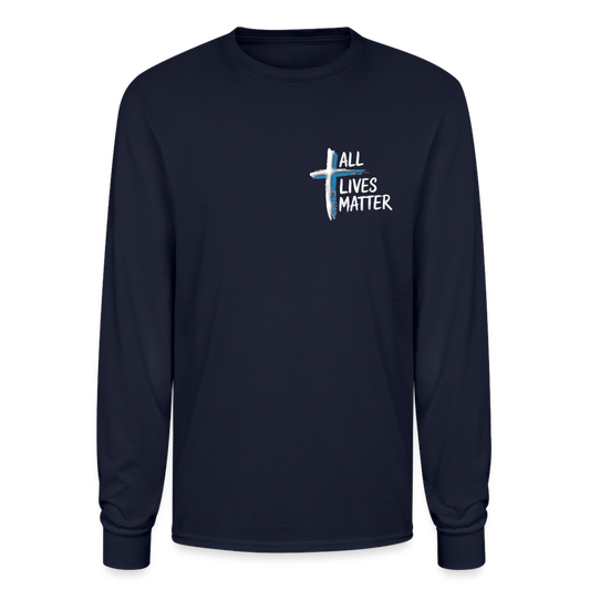 Outspoken Designs 04-02 "All Lives Matter" Designer Champion Unisex Long Sleeve T-shirt (MidnightNavy) - navy