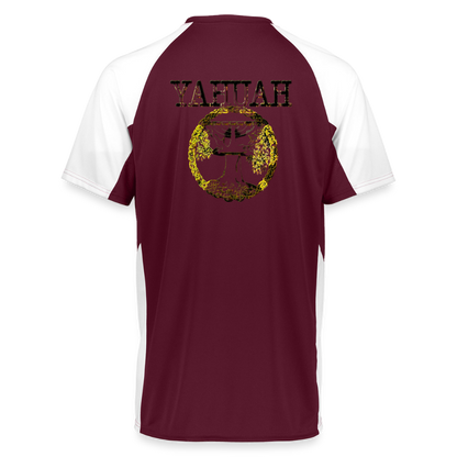 Yahuah Yahusha 04 Designer Augusta Sportswear Unisex Cutter Jersey (5 colors) - maroon/white
