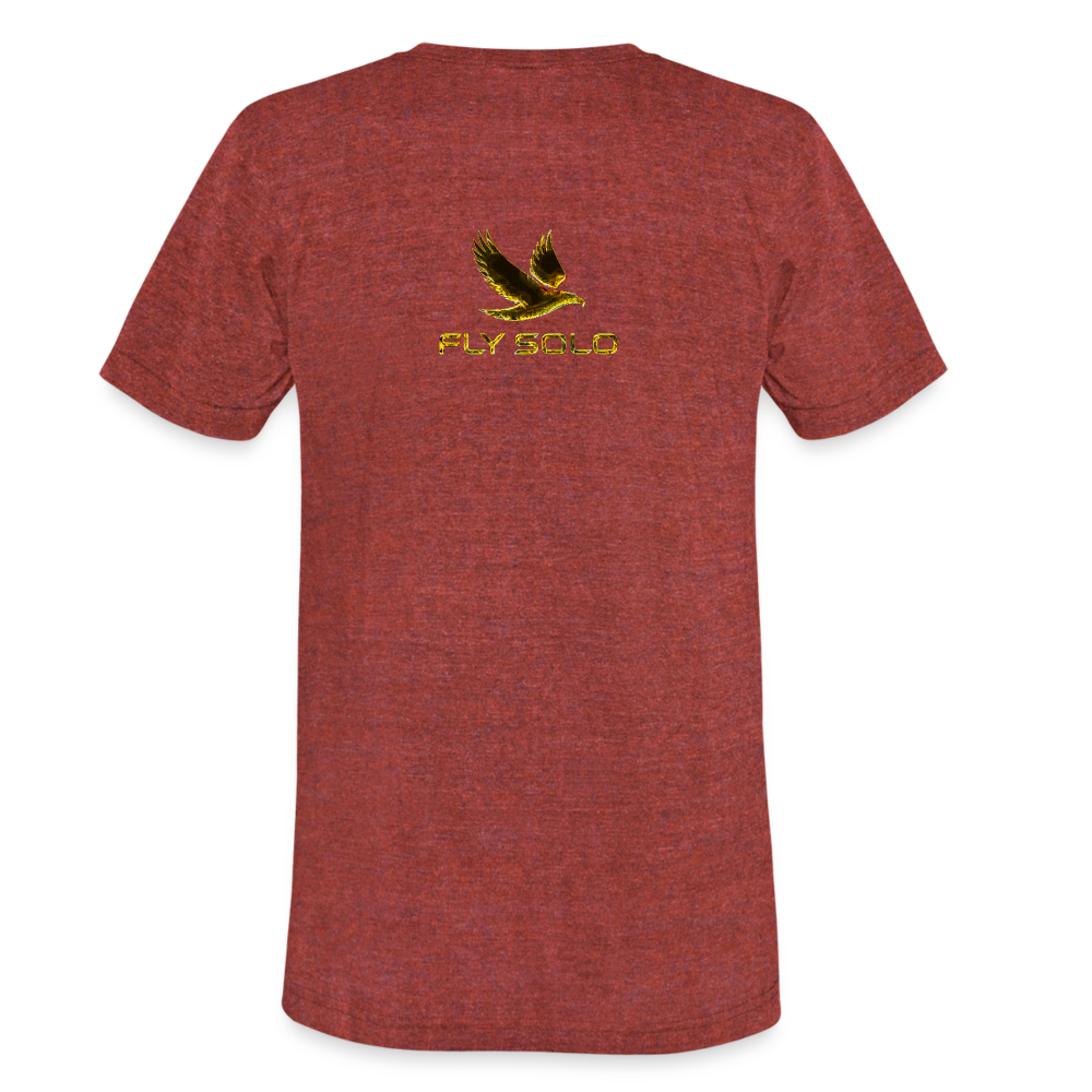 Outspoken Designs 03-01 "Fly Solo" Designer Bella+Canvas Unisex Tri-Blend T-Shirt - heather cranberry