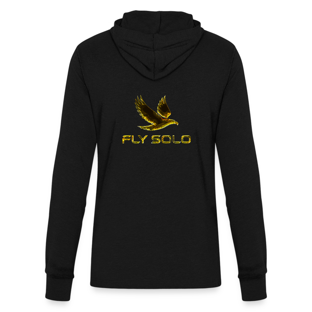 Outspoken Designs 03-01 "Fly Solo" Designer Bella+Canvas Unisex Long Sleeve Hooded T-shirt - black