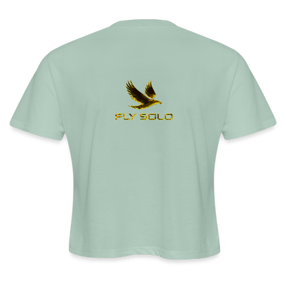Outspoken Designs 03-01 "Fly Solo" Designer Bella+Canvas Cropped Flowy T-shirt - dusty mint blue