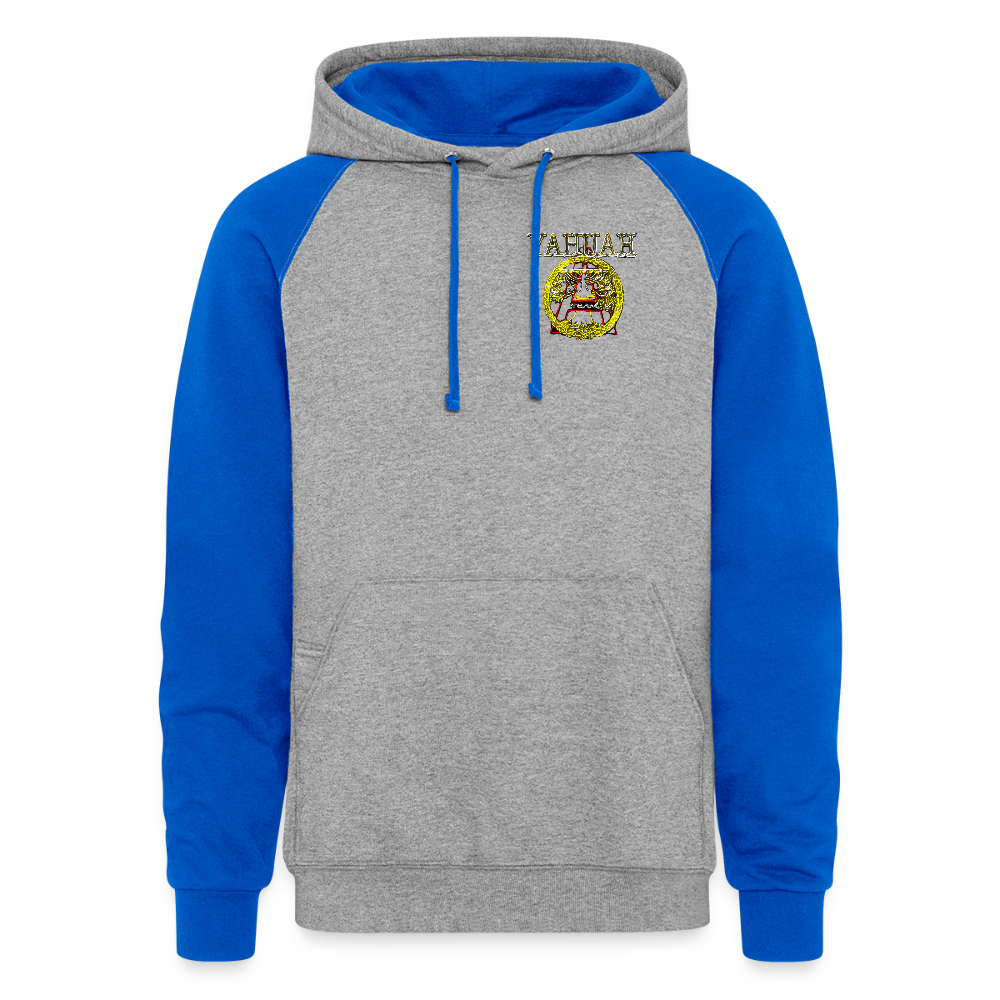 A-Team 01-01 Designer Jerzees Colorblock Raglan Unisex Pullover Hoodie (4 colors) - heather grey/royal