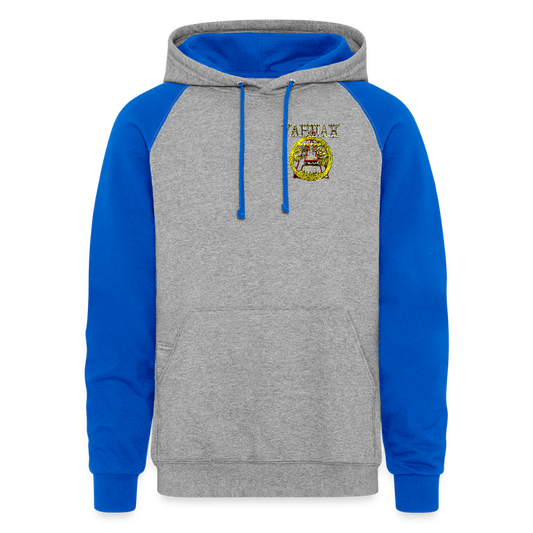 A-Team 01-01 Designer Jerzees Colorblock Raglan Unisex Pullover Hoodie (4 colors) - heather grey/royal