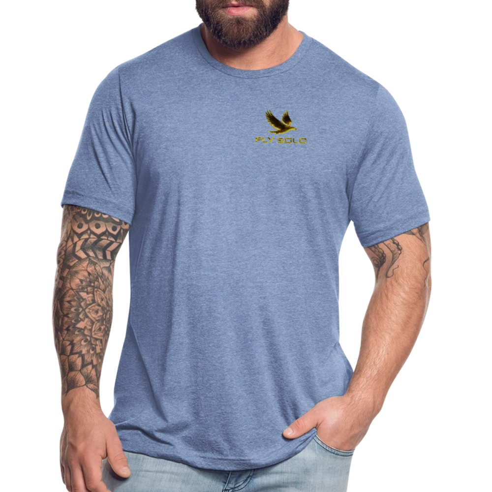 Outspoken Designs 03-01 "Fly Solo" Designer Bella+Canvas Unisex Tri-Blend T-Shirt - heather blue