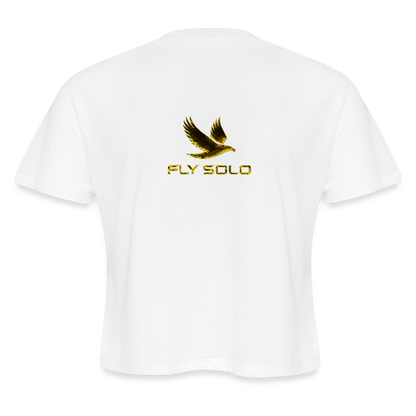 Outspoken Designs 03-01 "Fly Solo" Designer Bella+Canvas Cropped Flowy T-shirt - white