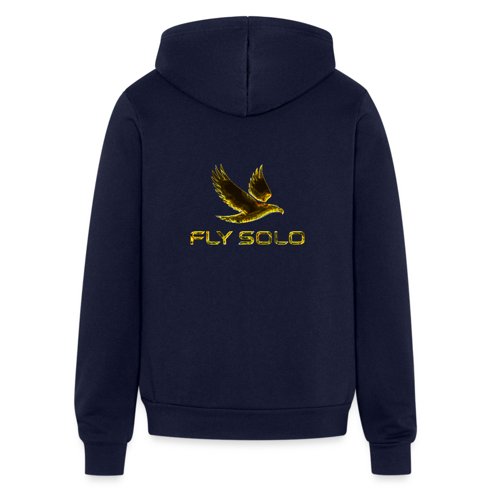 Outspoken Designs 03-01 "Fly Solo" Designer Bella + Canvas Unisex Full Zip Hoodie - navy