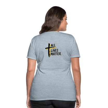 Outspoken Designs 04-01 "All Lives Matter" Ladies Designer Premium Cotton T-shirt (14 colors) - heather ice blue
