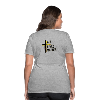 Outspoken Designs 04-01 "All Lives Matter" Ladies Designer Premium Cotton T-shirt (14 colors) - heather gray