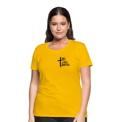 Outspoken Designs 04-01 "All Lives Matter" Ladies Designer Premium Cotton T-shirt (14 colors) - sun yellow